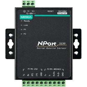 Moxa NPort 5230-T Device - 2-Port Device Server with 1 RS-232 Port and 1 RS-422/485 Port, -40 to 75°C (Power Supply : PWR-12150-USJP-SA-T not Included)