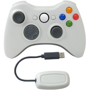 2.4GHz Wireless Game Controller for Xbox 360, Gamepad Joystick with Sensitive and Precise Two Analog Joystick and Dual Vibration - White