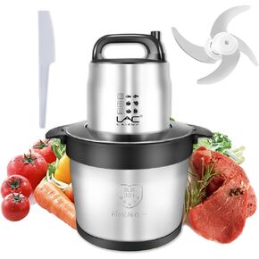 Large Capacity Food Processors 32 Cup,1200W Electric Meat Grinder Veggie Chopper with Stainless Steel Bowl,2 Speed,4 Bi-Level Bladesand Spatula for Baby Food,Meat,Onion,Vegetables,Fruits