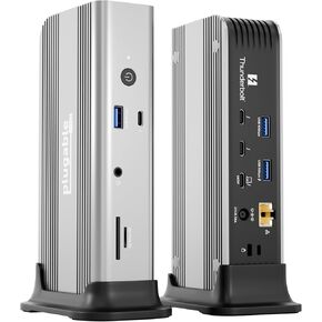 Plugable Thunderbolt 5 Dock: 140W Power Delivery, Up to Dual 6K@60Hz for Mac, Up to Dual 8K for Windows, Supports 80/120Gbps, 3X Thunderbolt 5 Ports, 2.5GbE, Driverless Connectivity (TBT-UDT3)