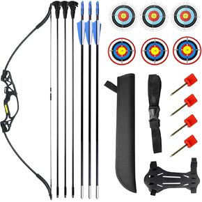 41''Children's Archery Bow Set, Adjustable Bow with a Tension of 10-15 pounds, Suitable for 8-12 Year Old Teenagers' recurve Archery Set, Backyard Archery Game, Outdoor Hunting Game Gift