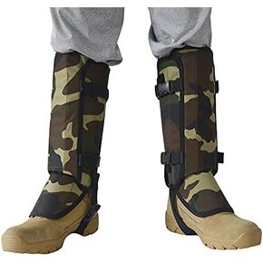 Snake Proof Leg Gaiters, Waterproof 1000D Oxford, Military Green Camo, Adjustable Buckle Design