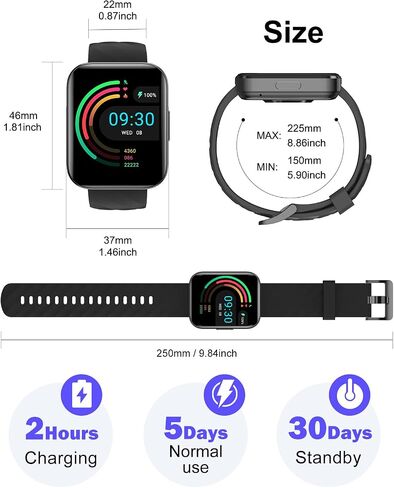 Smart Watch (Answer/Make Calls), 1.85" Smart Watches for Women Men Digital Watch Fitness Tracker with 100+ Sport Modes Heart Rate Monitor Watch for iOS Android Phones Waterproof (Light Pink) in Saudi Arabia