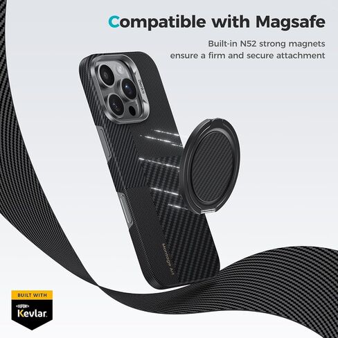 BENKS ArmorPop Magnetic Phone Grip & Stand for MagSafe, 360° Rotation Adjustable Phone Ring Holder for iPhone 16/15/14/13/12 Series, Durable Kevlar Design in Kuwait
