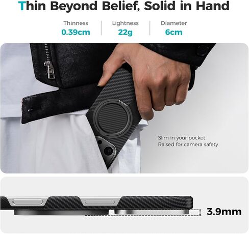 BENKS ArmorPop Magnetic Phone Grip & Stand for MagSafe, 360° Rotation Adjustable Phone Ring Holder for iPhone 16/15/14/13/12 Series, Durable Kevlar Design in Kuwait