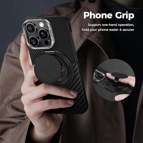 BENKS ArmorPop Magnetic Phone Grip & Stand for MagSafe, 360° Rotation Adjustable Phone Ring Holder for iPhone 16/15/14/13/12 Series, Durable Kevlar Design in Kuwait