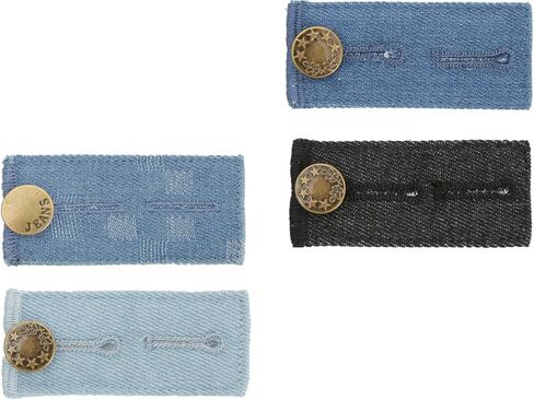 12PCS Button Extenders for Jeans, Jean Button Extender, Button Extender for Pants, Waist Extenders for Pants for Women for Men, Pants Waist Extension 1/1.4 Inches, Black, Blue, Khaki in Kuwait