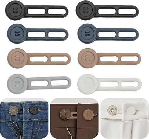 12PCS Button Extenders for Jeans, Jean Button Extender, Button Extender for Pants, Waist Extenders for Pants for Women for Men, Pants Waist Extension 1/1.4 Inches, Black, Blue, Khaki in Kuwait