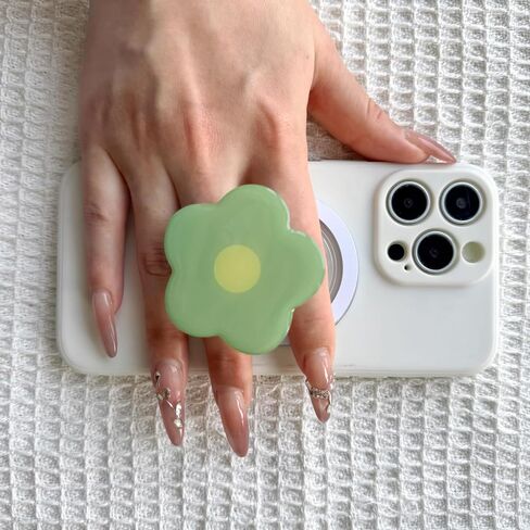 Phone Grip Compatible with Magsafe - Cute Flower Series Multi Functional Magnetic Phone Grip with Expanding Kickstand Include Magnetic Adapter Ring (Pink) in Saudi Arabia