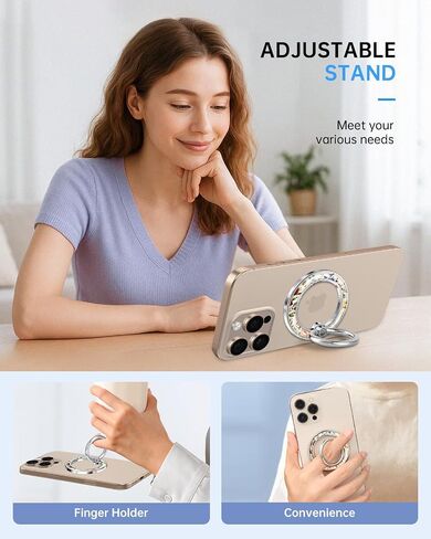 Phone Ring Holder Compatible with MagSafe - Magnetic Cell Phone Grip for Women Girls Magnet Removable Finger Ring Grip Stand Cute Girly Kawaii Vintage Flower for iPhone 16 15 14 13 Pro Max Plus in Saudi Arabia