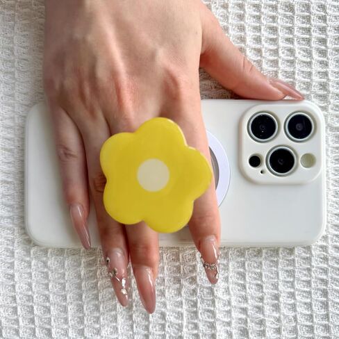 Phone Grip Compatible with Magsafe - Cute Flower Series Multi Functional Magnetic Phone Grip with Expanding Kickstand Include Magnetic Adapter Ring (Pink) in Saudi Arabia