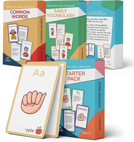 Alpine Choice لغة الإشارة الأمريكية للمبتدئين - بطاقات فلاش ASL للأطفال الرضع والأطفال الصغار والبالغين - بطاقات اتصال للأطفال غير اللفظيين الذين يعانون من تأخر الكلام أو التوحد - بطاقات المساعدة البصرية in Saudi Arabia