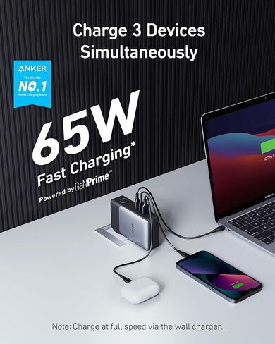 Anker GaNPrime Power Bank, 2-in-1 Portable Charger, 10,000mAh 30W USB-C Battery Pack with 65W Wall Charger, Works for iPhone 15/15 Plus/15 Pro/15 Pro Max/14/13, Samsung, Pixel, MacBook, Dell in Saudi Arabia