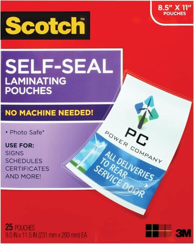 Scotch Self-Seal Laminating Pouches, 10 Pack, Letter Size (LS854-10G) in Saudi Arabia