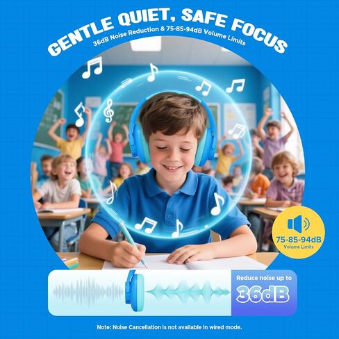 Nova1lite Kids Wireless Wireless Noves Deganing سماعات الرأس ، Bluetooth 5.3 ، المجلد الآمن 74/85/94dB ، بطارية 40 ساعة حقيقية ، شحن سريع من النوع C ، ميكروفون مدمج لطائرة السفر المدرسية ، الأرجواني in Saudi Arabia