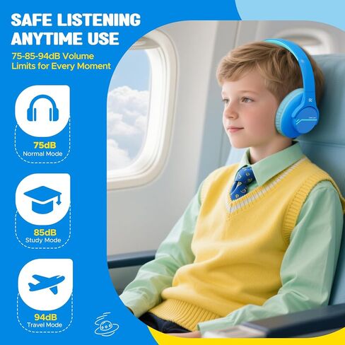 Nova1lite Kids Wireless Wireless Noves Deganing سماعات الرأس ، Bluetooth 5.3 ، المجلد الآمن 74/85/94dB ، بطارية 40 ساعة حقيقية ، شحن سريع من النوع C ، ميكروفون مدمج لطائرة السفر المدرسية ، الأرجواني in Saudi Arabia