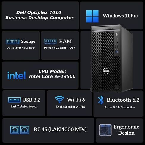 Dell Inspiron All-in-One Desktop Computer, 27" FHD Low Blue Light Display, Ultra-Quiet Design, 13th Gen 10 Core Intel i5-1334U, 32GB DDR5 Memory, 1TB PCIe SSD, White Wireless KB & Mouse, Windows 11 in Saudi Arabia