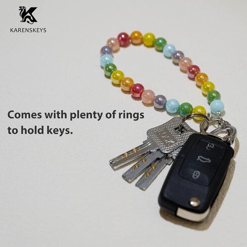 Phone Charm Strap, Glass Pearl Beaded Bracelet with Tether Tab & Metal Buckle for Cellphone, Wrist Keychain for Car Keys with D Ring for Women. in Kuwait