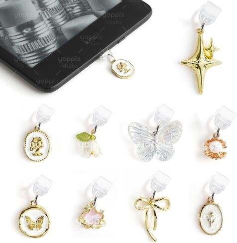 9PCS Charms for E-Reader, Dust Plug Charm Compatible with Type C Charging Port, Gift for Book Lover Readers Men Women Teachers Students, Accessories for E-Reader in Kuwait