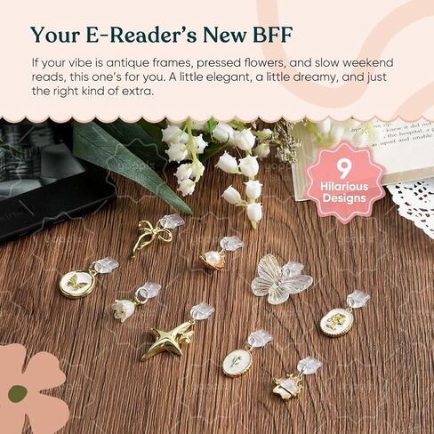 9PCS Charms for E-Reader, Dust Plug Charm Compatible with Type C Charging Port, Gift for Book Lover Readers Men Women Teachers Students, Accessories for E-Reader in Kuwait