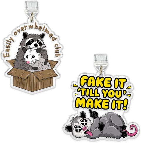 Set 2Pcs Easily Overwhelmed Club, Fake It Till You Make It Kindle Charms Dust Plug Charm 1.5 Inches Overstimulate Positive Inspiration Mental Health Sarcastic Girly Lightning/Type C Acrylic Material in Kuwait