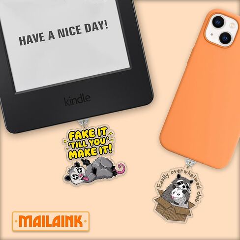 Set 2Pcs Easily Overwhelmed Club, Fake It Till You Make It Kindle Charms Dust Plug Charm 1.5 Inches Overstimulate Positive Inspiration Mental Health Sarcastic Girly Lightning/Type C Acrylic Material in Kuwait