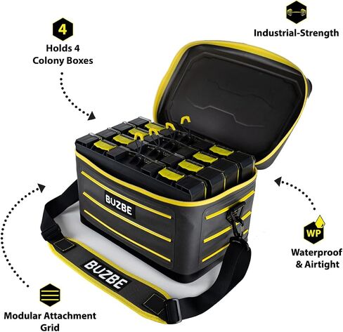 BUZBE Swarm 28 Modular Dry Bag - Customizable Fishing Tackle Carrier, Airtight, Saltwater Ready, Grey and Yellow in Saudi Arabia