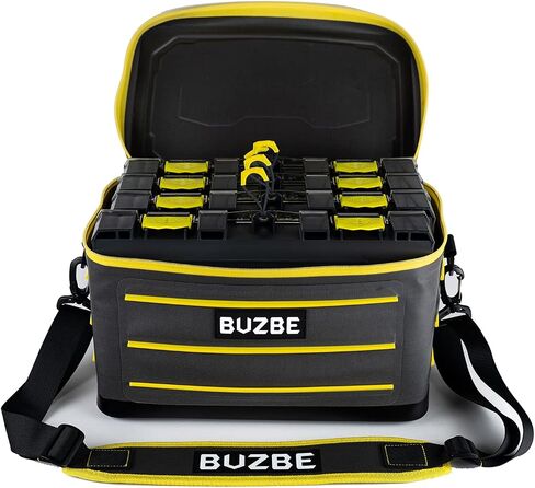 BUZBE Swarm 28 Modular Dry Bag - Customizable Fishing Tackle Carrier, Airtight, Saltwater Ready, Grey and Yellow in Saudi Arabia