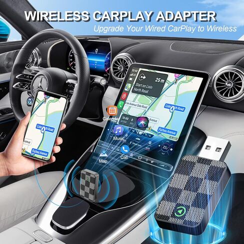 Wireless CarPlay Adapter for iPhone - Mini Plug & Play Auto Connect, 5GHz WiFi Low Latency, iOS 10+ Compatible Most CarPlay Cars (Black) in Saudi Arabia