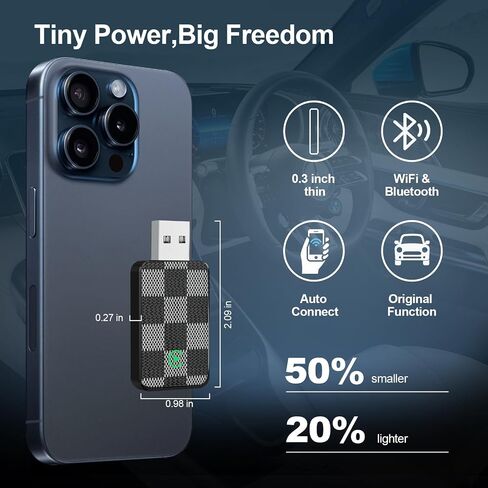 Wireless CarPlay Adapter for iPhone - Mini Plug & Play Auto Connect, 5GHz WiFi Low Latency, iOS 10+ Compatible Most CarPlay Cars (Black) in Saudi Arabia