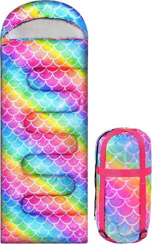Camping Sleeping Bag for Kids Girls Boys,3 Season Warm Sleeping Bag Waterproof Portable for Outdoors Traveling,Camping in Kuwait