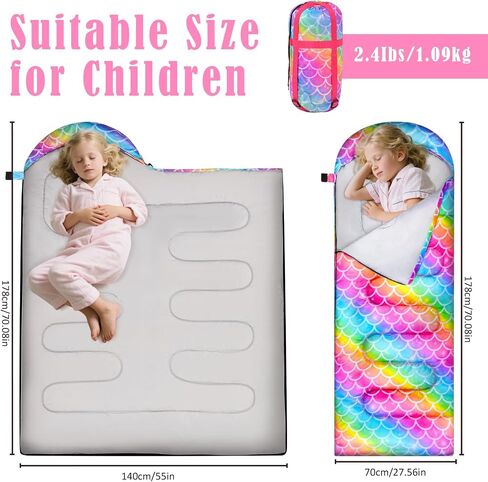 Camping Sleeping Bag for Kids Girls Boys,3 Season Warm Sleeping Bag Waterproof Portable for Outdoors Traveling,Camping in Kuwait