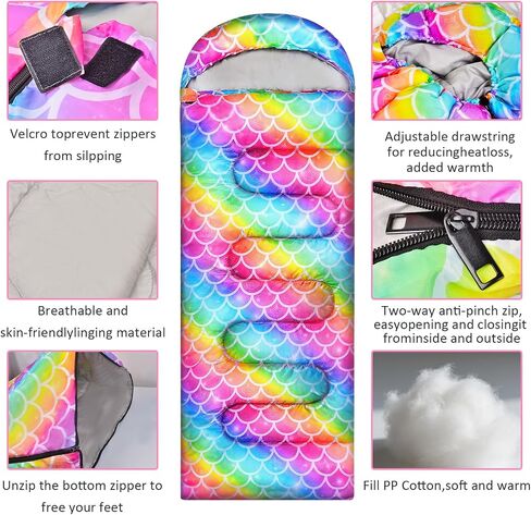 Camping Sleeping Bag for Kids Girls Boys,3 Season Warm Sleeping Bag Waterproof Portable for Outdoors Traveling,Camping in Kuwait