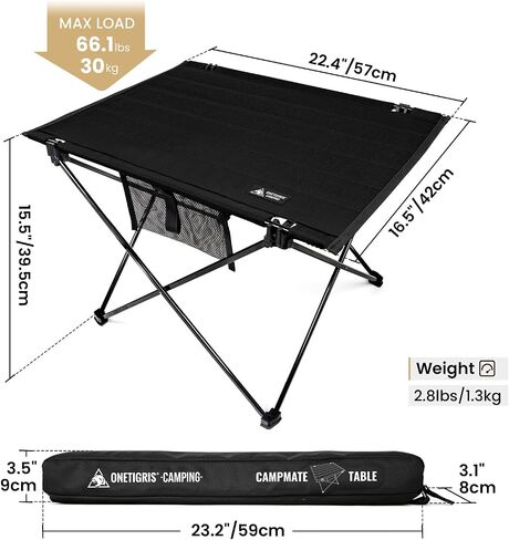 ONETIGRIS CAMPMATE Camping Table, Lightweight Folding Table Sturdy & Quick Setup, Holds Up to 66 lbs, Perfect for Camping, Hiking, Backpacking, Picnic, Beach, Travel (Ranger Green) in Saudi Arabia