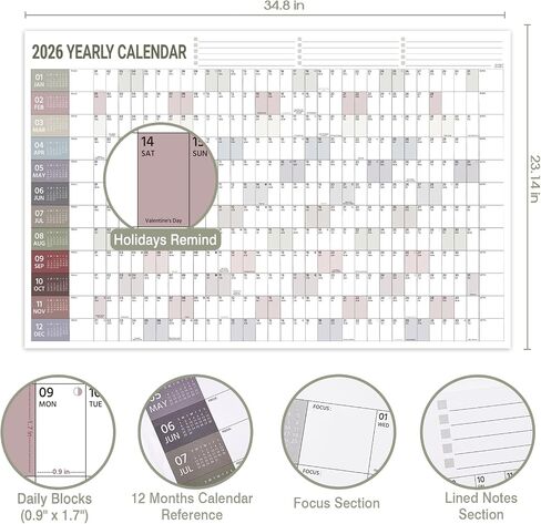 Calendar 2024-2025 - Wall Calendar 2024-2025, 12" x 17", July 2024 - December 2025, 2024-2025 Wall Calendar with Julian Dates - Black Waterink in Saudi Arabia