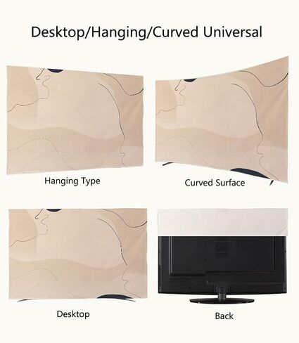Geometric Pattern Art TV Dust Cover Modern Minimalist Printing TV Cover Indoor Outdoor LED LCD Wall Mounted TV Cover Display Protective Cover(Size:43IN(W101xH63CM),Color:C) in Saudi Arabia