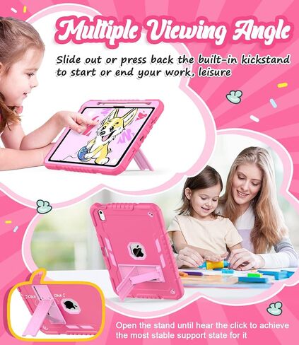 for iPad (A16) Case 11th Generation 11 inch 2025 / iPad 10th Gen 10.9 inch 2022, Heavy Duty Durable i Pad 11/10 Gen Cover with Pencil Holder/Stand for Kids Girls (Pink) in Saudi Arabia