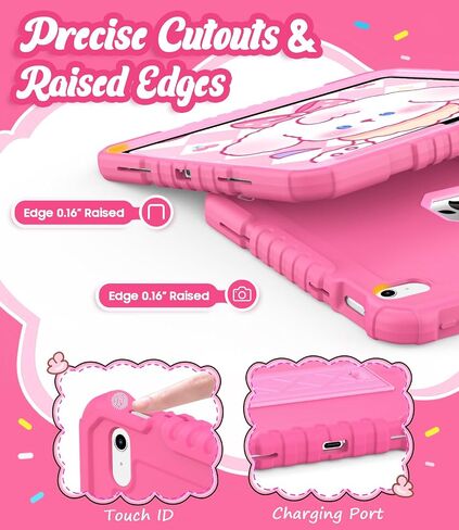for iPad (A16) Case 11th Generation 11 inch 2025 / iPad 10th Gen 10.9 inch 2022, Heavy Duty Durable i Pad 11/10 Gen Cover with Pencil Holder/Stand for Kids Girls (Pink) in Saudi Arabia