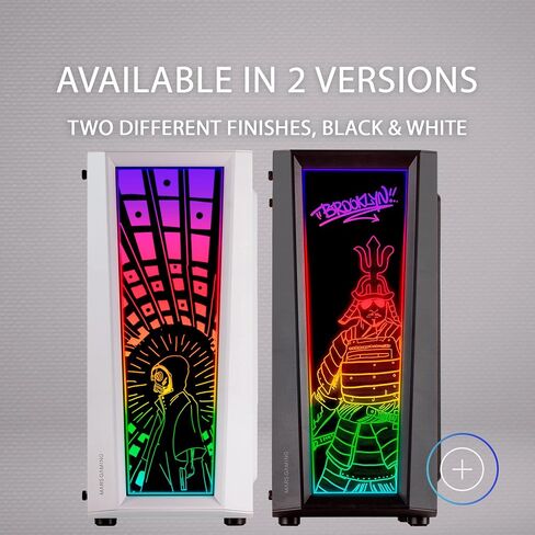 MC-Art White, ATX Gaming PC Case, Double Tempered Glass Drawable, ARGB 12 Modes, 12cm Fan in Kuwait