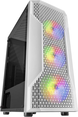 MC-Art White, ATX Gaming PC Case, Double Tempered Glass Drawable, ARGB 12 Modes, 12cm Fan in Kuwait