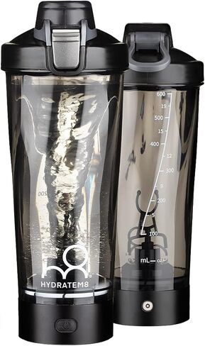 Electric Shaker Bottle 20oz: Automatic Clump-free Nutrition Powder Vortex Blender Cup with Magnetic Charging - Leakproof & Quiet Protein Mixer - Black Portable Gym Gifts for Athletes/Gym in Saudi Arabia