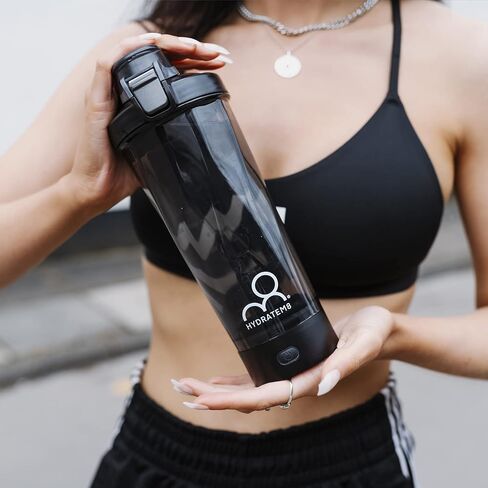 Electric Shaker Bottle 20oz: Automatic Clump-free Nutrition Powder Vortex Blender Cup with Magnetic Charging - Leakproof & Quiet Protein Mixer - Black Portable Gym Gifts for Athletes/Gym in Saudi Arabia