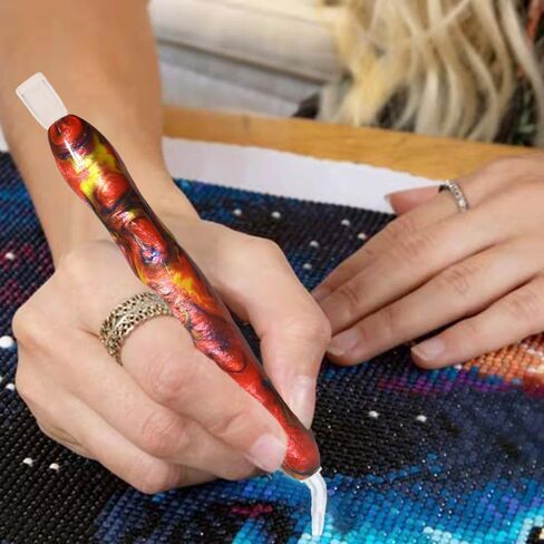Diamond Painting Art Drill Accessories Tool Pen Kit, 5D Handmade Resin Diamond Painting Drill Pen Stylus Tips Placers Heads and Wax Glue, Artistic Red in Kuwait