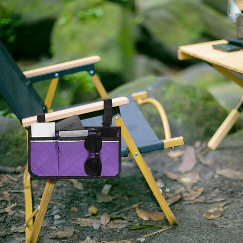 12.8 "X7" Beach Chair Recrest Bag [1 pack] - Polyester Polyester مقاومة للماء قابلة للتعديل مع تعديل الشريط العاكس الشاطئ منظم استخدام كراسي التخييم والاستاد والفناء [الأرجواني] in Kuwait