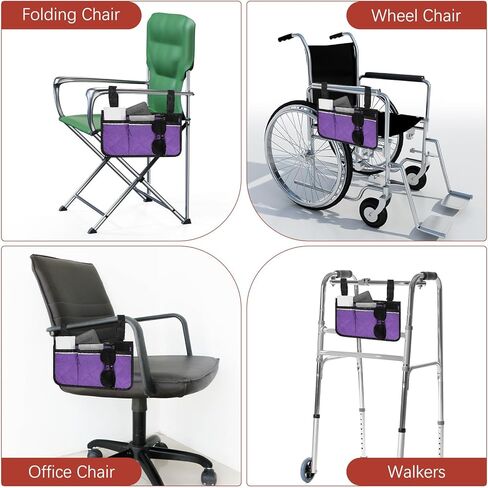 12.8 "X7" Beach Chair Recrest Bag [1 pack] - Polyester Polyester مقاومة للماء قابلة للتعديل مع تعديل الشريط العاكس الشاطئ منظم استخدام كراسي التخييم والاستاد والفناء [الأرجواني] in Kuwait