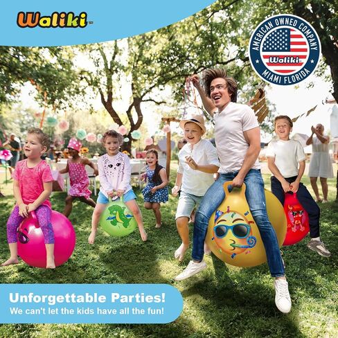 WALIKI Toys Hopper Ball for Kids (Hippity Hop Ball, Hopping Ball, Bouncy Ball with Handles, Sit & Bounce, Kangaroo Bouncer, Jumping Ball, Red, Pump Included) (Ages: 16-101 (29"/75CM)) in Kuwait