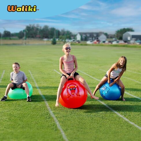 WALIKI Toys Hopper Ball for Kids (Hippity Hop Ball, Hopping Ball, Bouncy Ball with Handles, Sit & Bounce, Kangaroo Bouncer, Jumping Ball, Red, Pump Included) (Ages: 16-101 (29"/75CM)) in Kuwait
