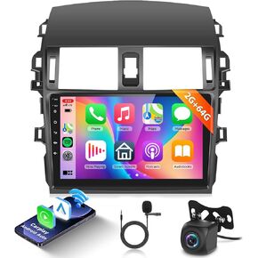 2G+64G لسيارة Toyota Corolla 2009 2010 2011 2012 2013 ستيريو سيارة أندرويد مع Apple CarPlay اللاسلكي Android Auto، podofo 9 بوصة تعمل باللمس وراديو السيارة بلوتوث مع نظام تحديد المواقع HiFi Audio WiFi وكاميرا احتياطية