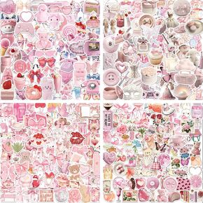 400 PCS Coquette Aesthetic Stickers,Cute Pink Bow Stickers for Laptops,Water Bottles,Journals,Girly Sticker for Women,Girl,Adults,Kids