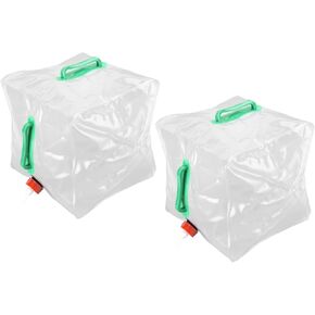 2Pcs 5Gallon Collapsible Water Container with Spigot, Camping Water Storage Carrier Jug for Outdoors Hiking Hurricane Emergency, Water Bottle Kit for Outdoor Fishing, Camping